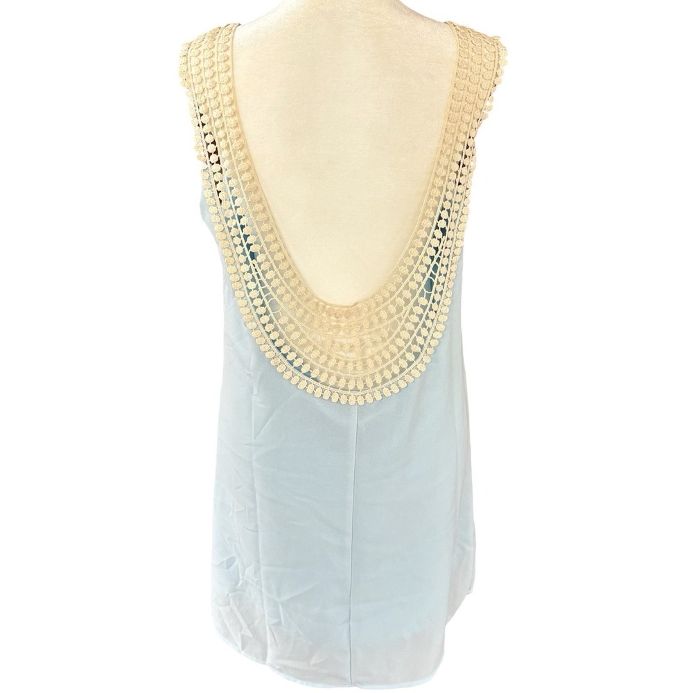 Tobi Lace‎ Trim Low Back Pastel Blue Mini Slip Dress Womens M Ethereal Girlhood